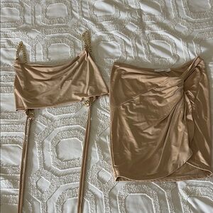 Tan Chain Strap Crop Top
